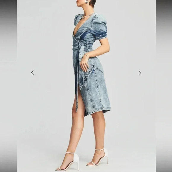 NWT Retrofête Zelda Dress Sienna Denim Wrap Styling Size Small - Picture 4 of 7